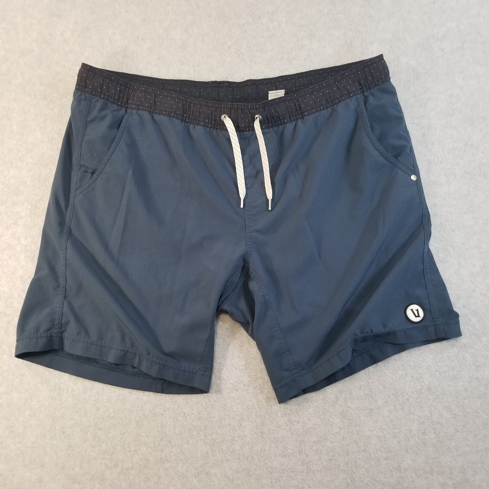Vuori Shorts Mens Large Blue Banks V302 Athletic Gym Swim Board Yoga No Elastic